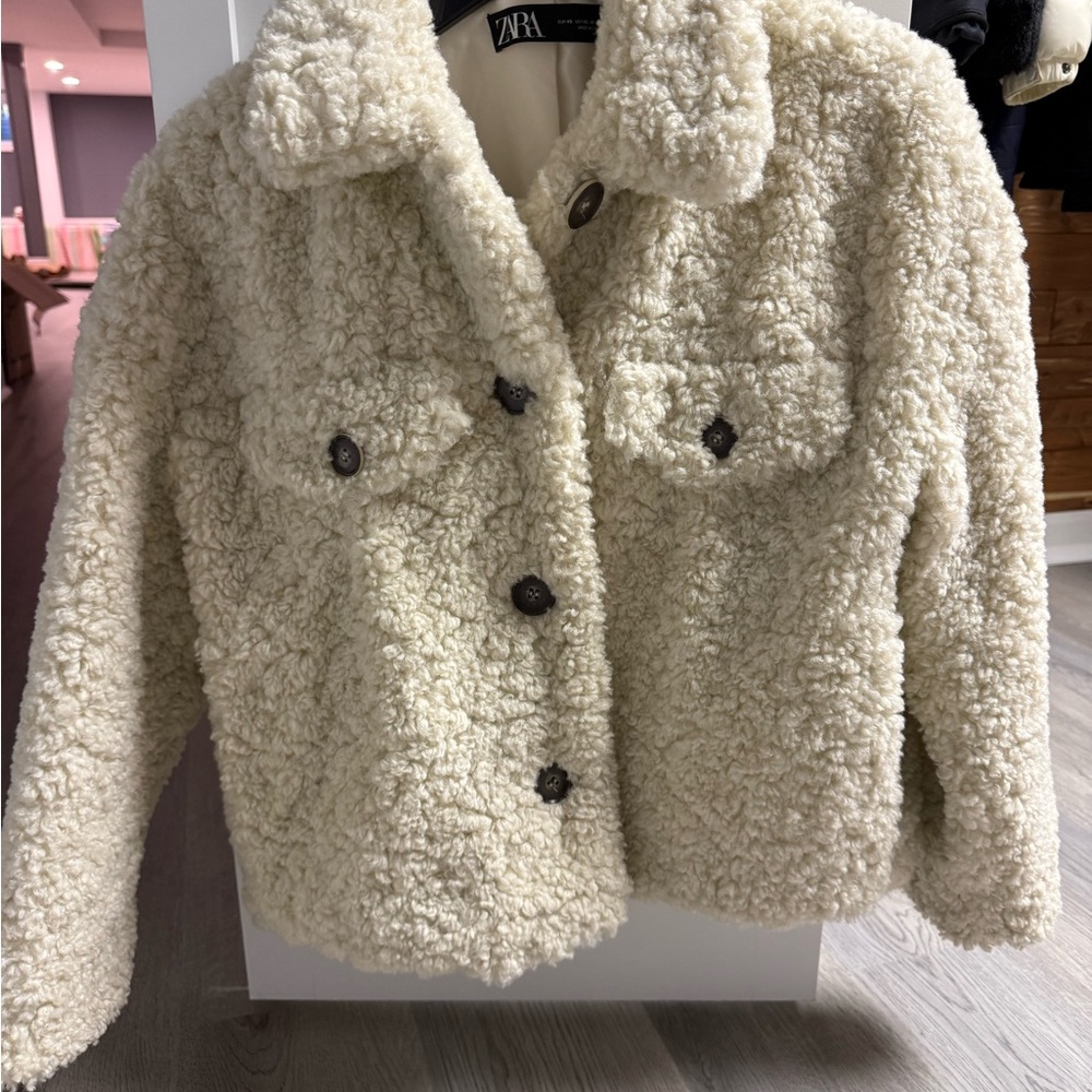 Zara Cream Teddy Jacket